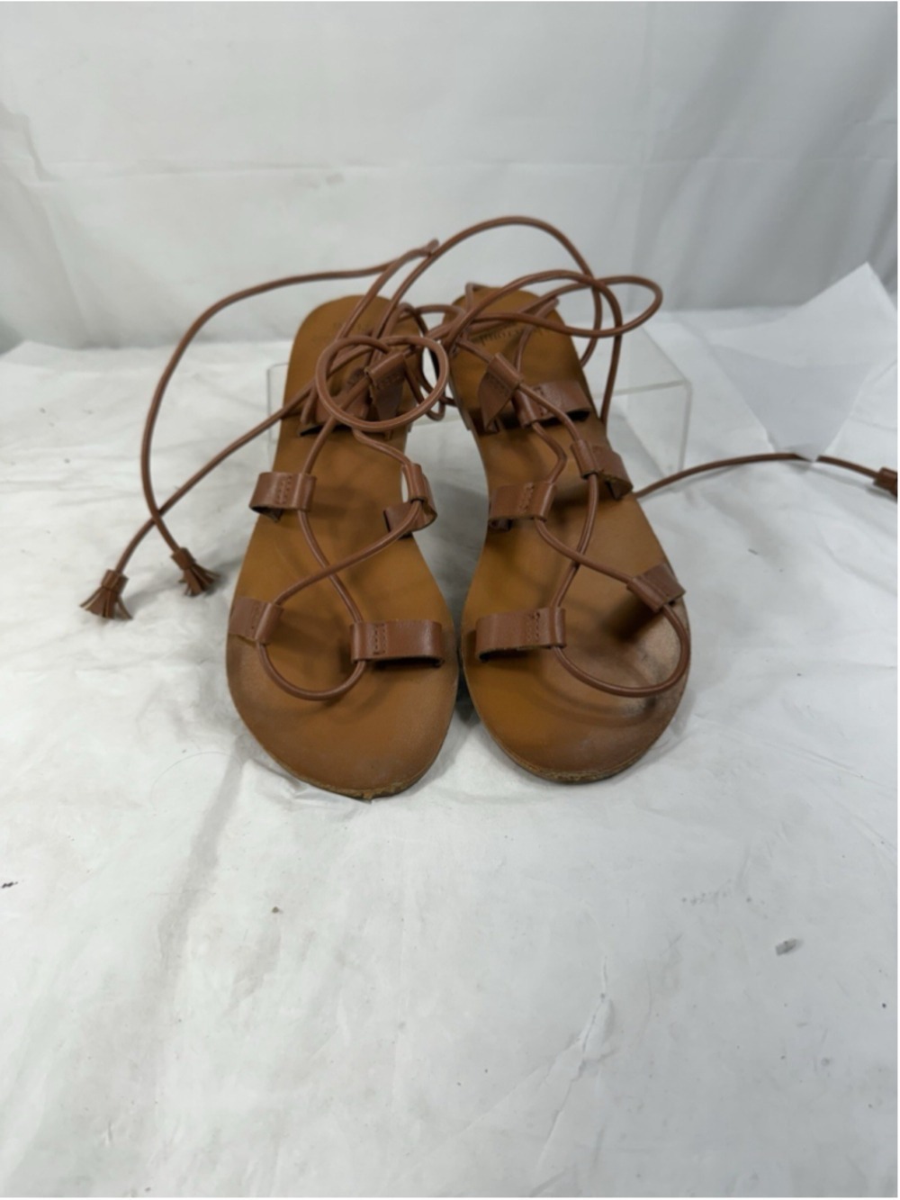 Abercrombie & Fitch Lace Up Gladiator Sandals size 6.5 Brown Strappy Cottagecore - Picture 2 of 15